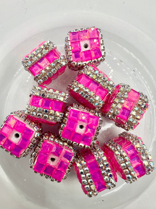 Hot Pink Rhinestone Cubes