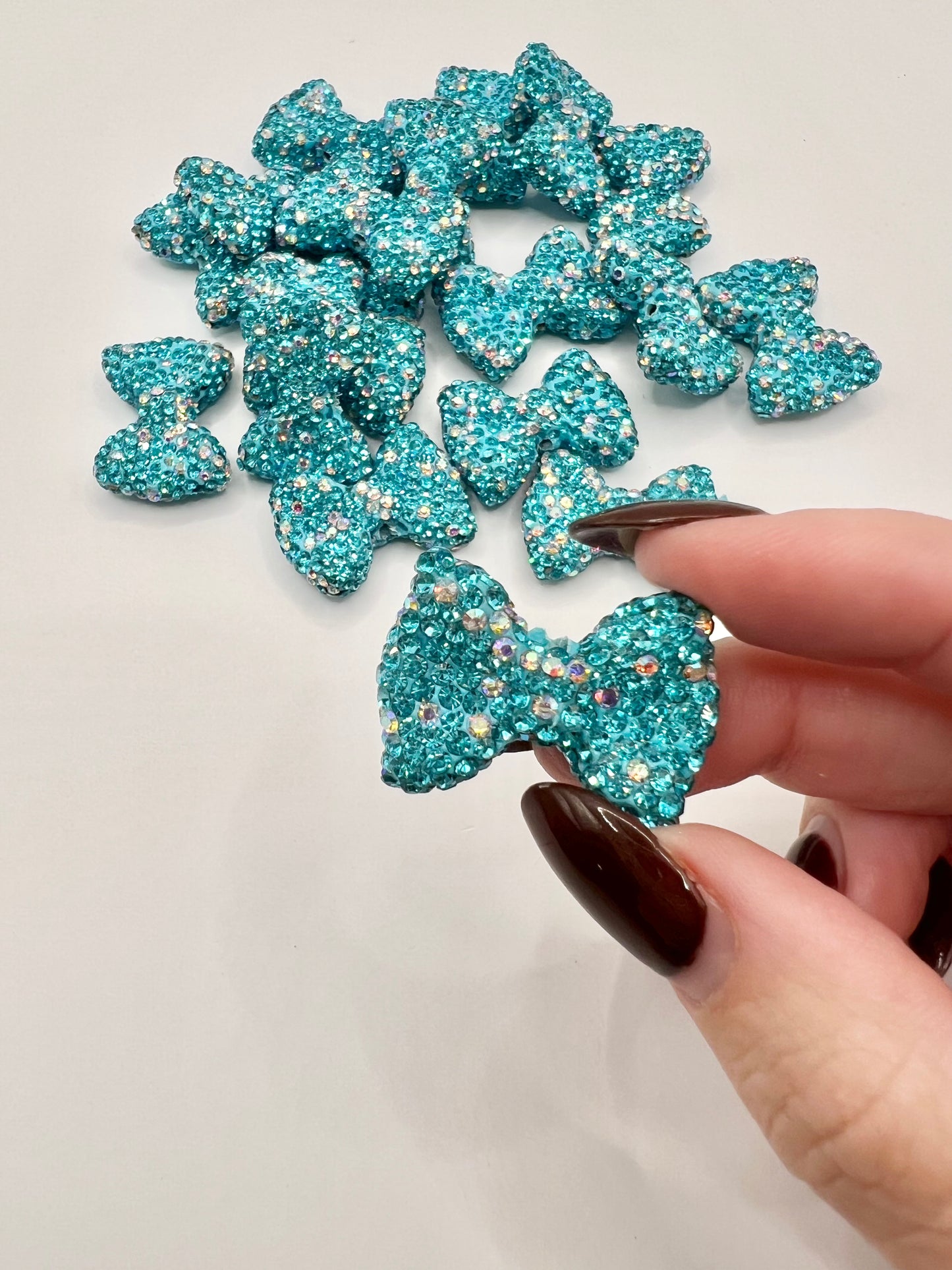 Blue Rhinestone Bow