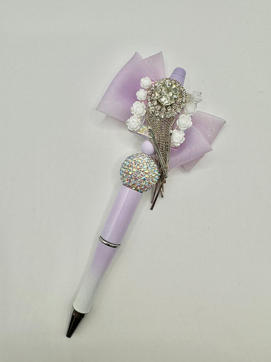 Purple Bow With Rhinestone Chains