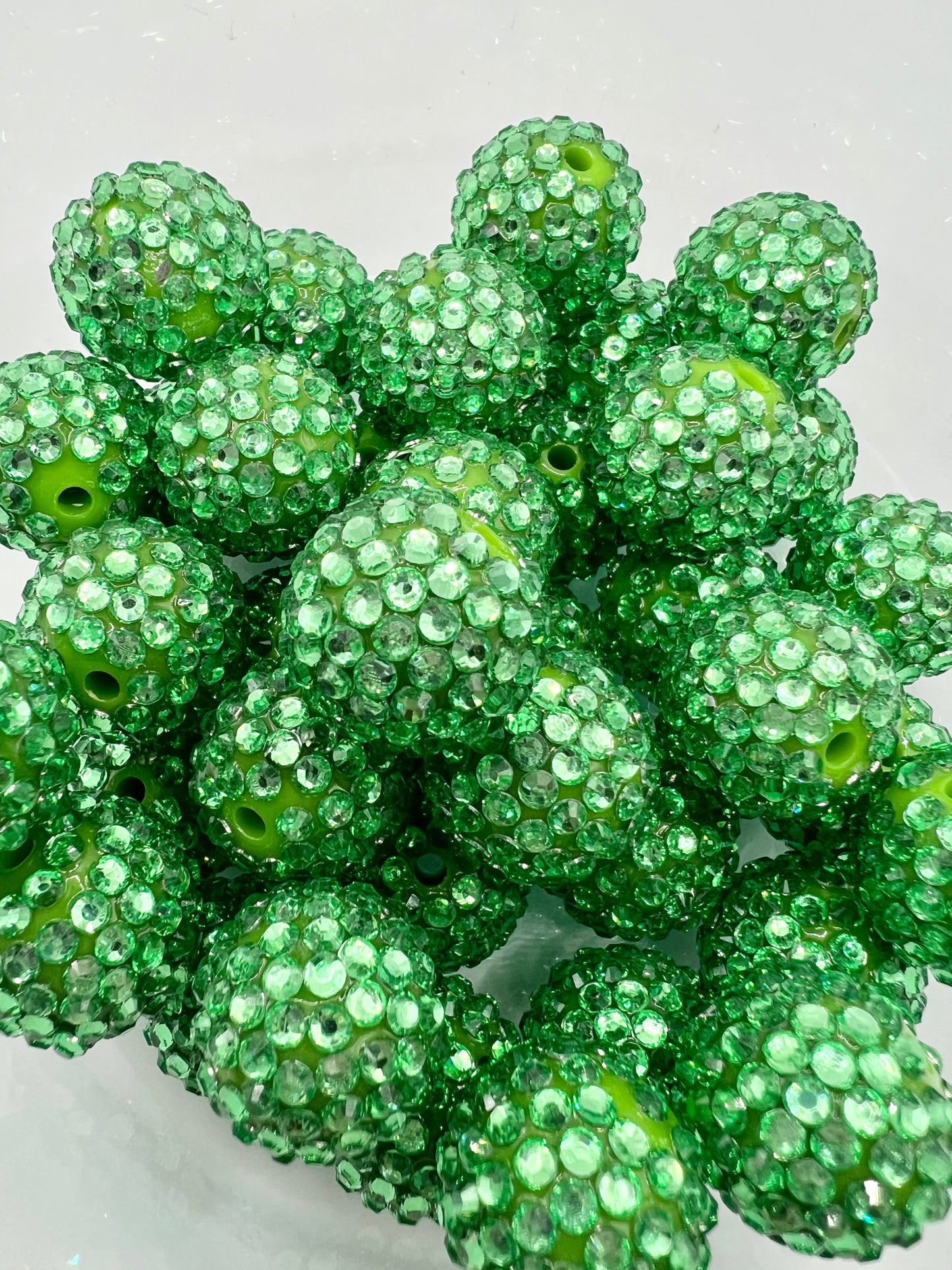 18mm Green Rhinestone Bead