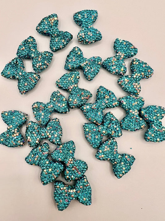 Blue Rhinestone Bow