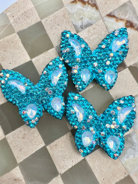 Teal Rhinestone Butterfly