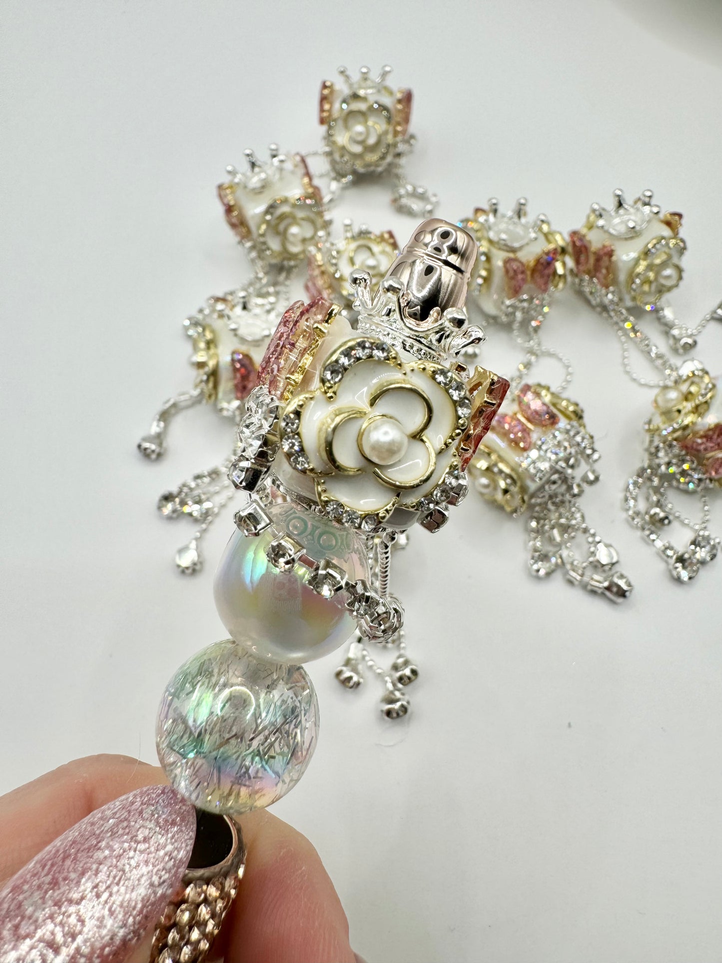 Rhinestone Embellished Butterfly and Flower Cube
