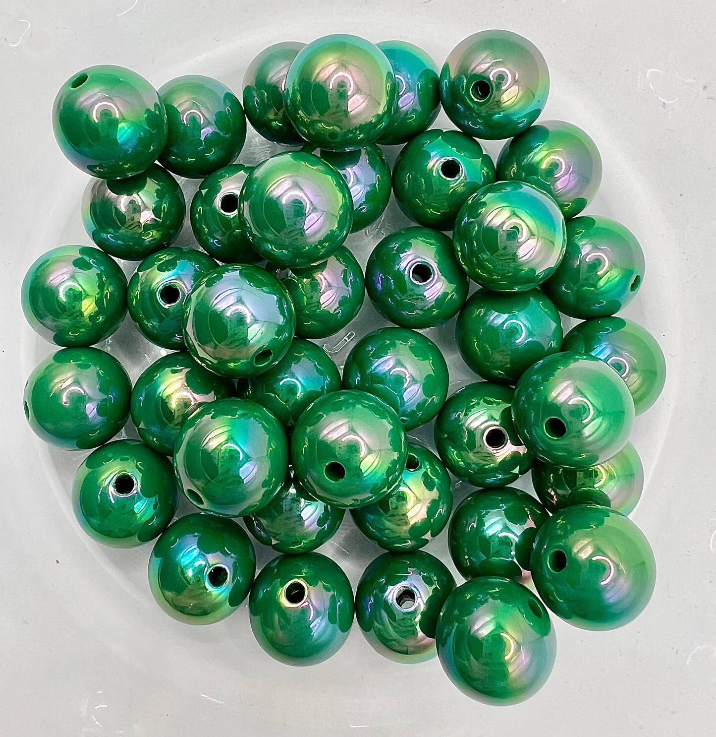 15mm Acrylic Green Luminous Beads