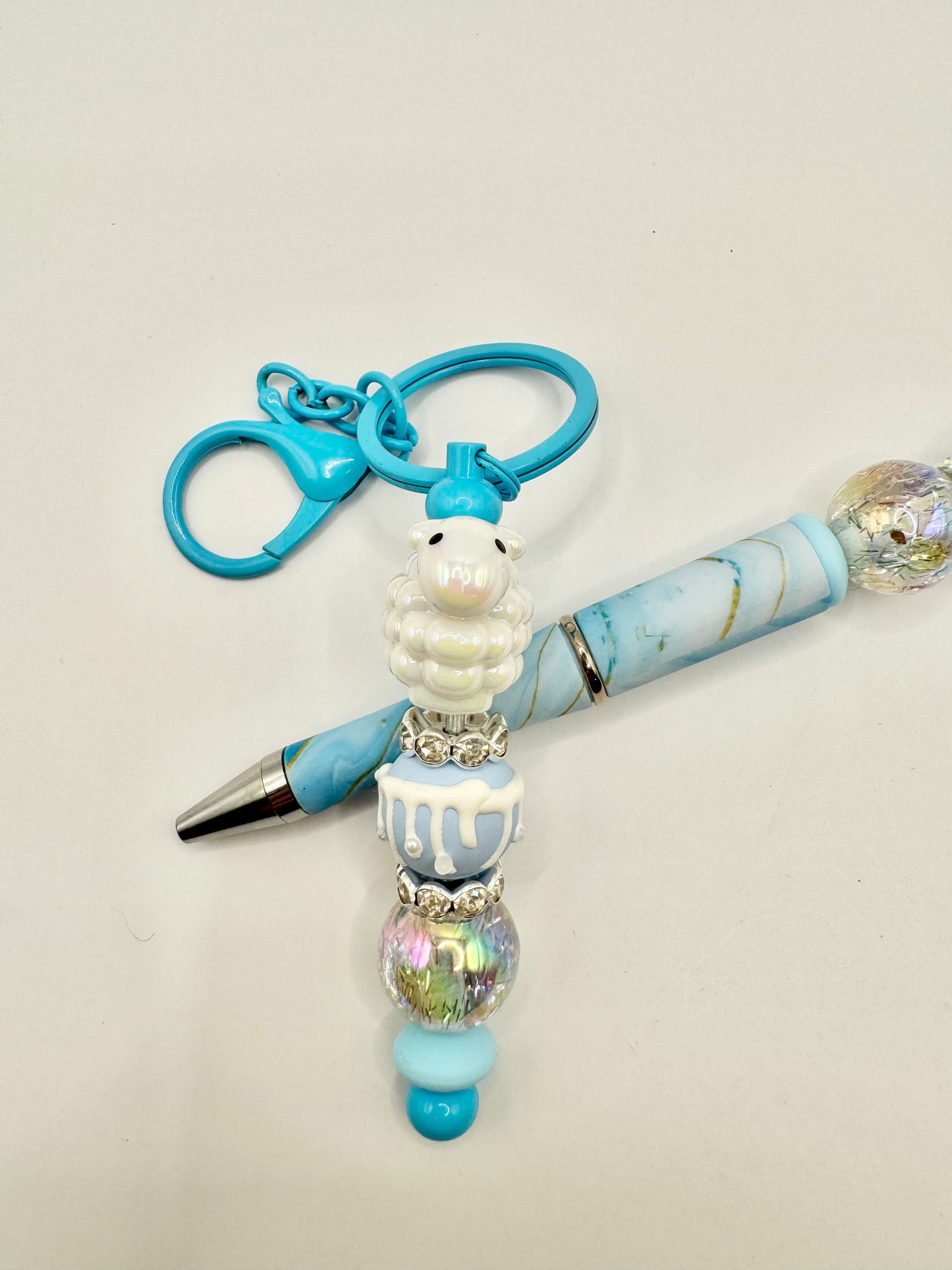 Keychain/Pen Combo White Sheep