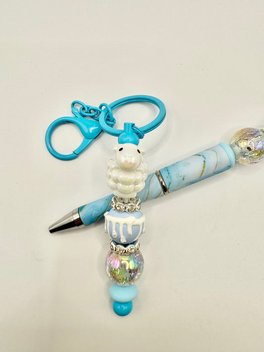 Keychain/Pen Combo White Sheep