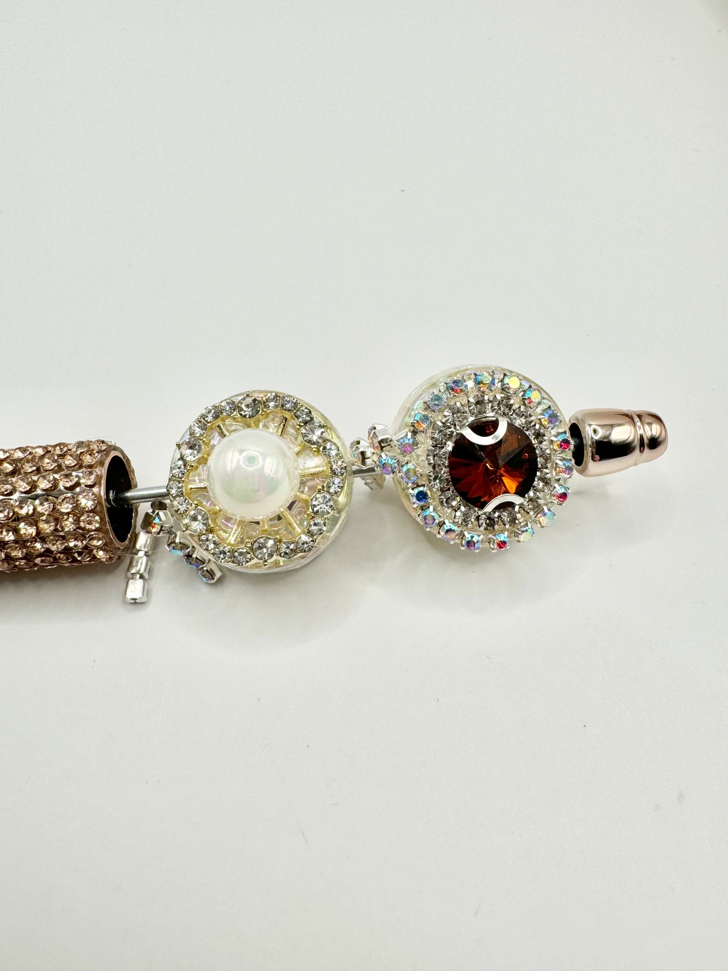 Clear Circle with Brown Stone and Pearl