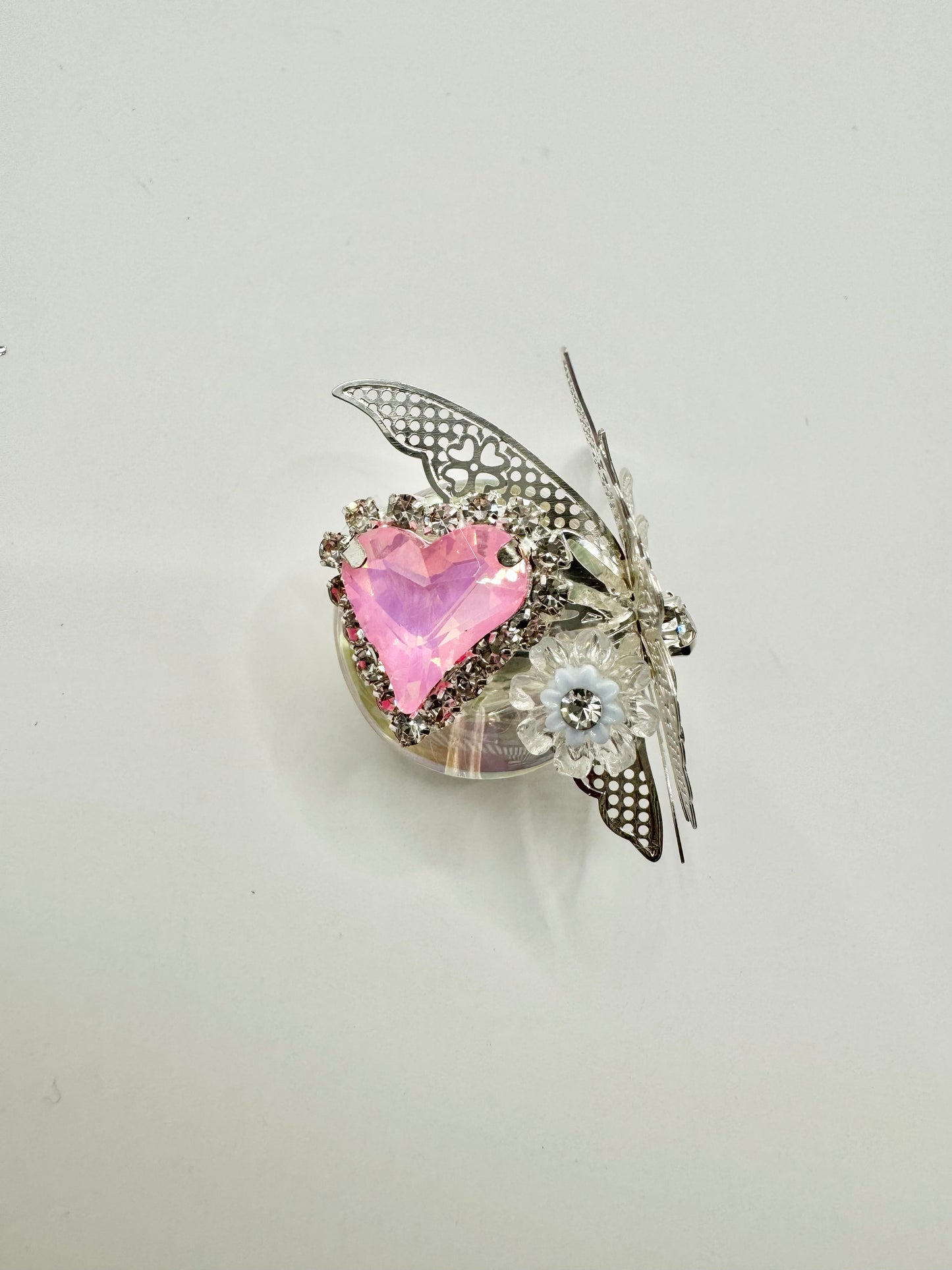 Pink Stone with butterfly on Side