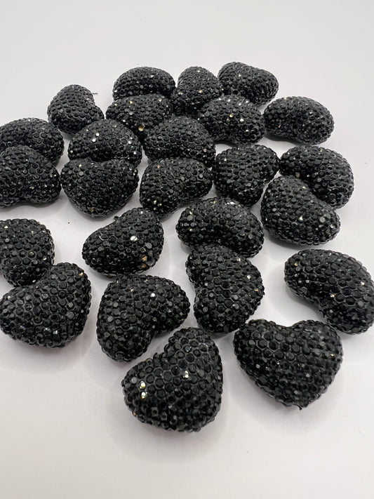 Black Rhinestone Hearts