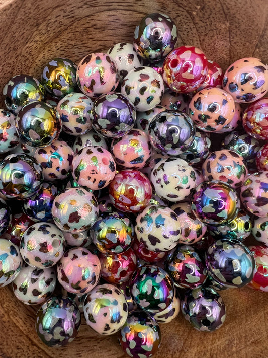 16mm Mixed Color Cheetah Print Beads