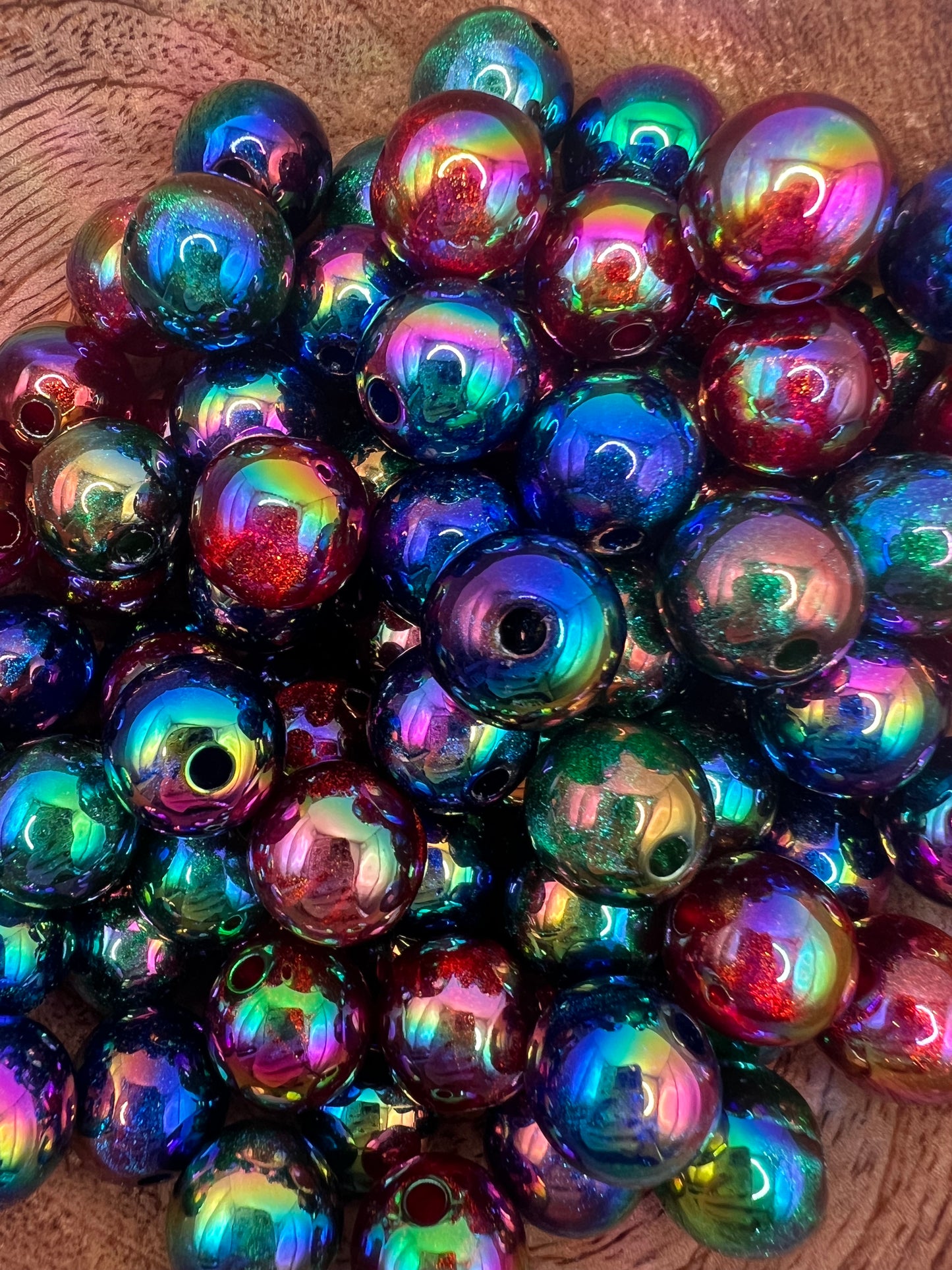 16mm Mixed Color Glitter Beads