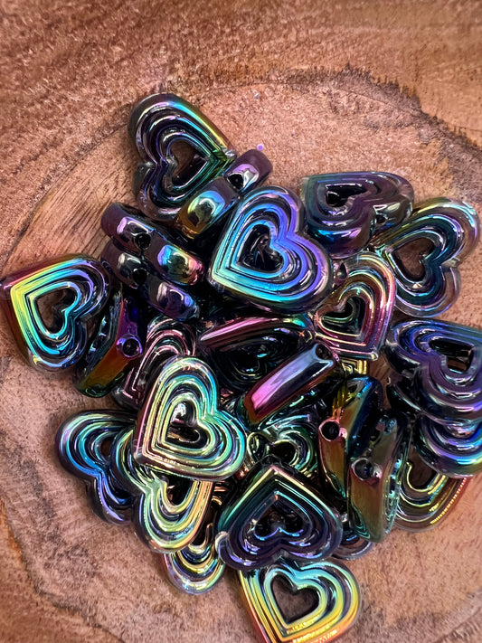 Iridescent Black Heart Bead