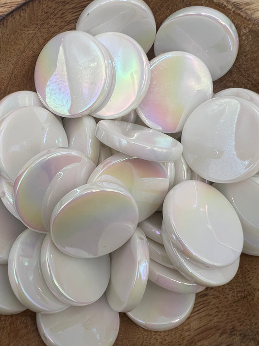 Iridescent White Flat Bead