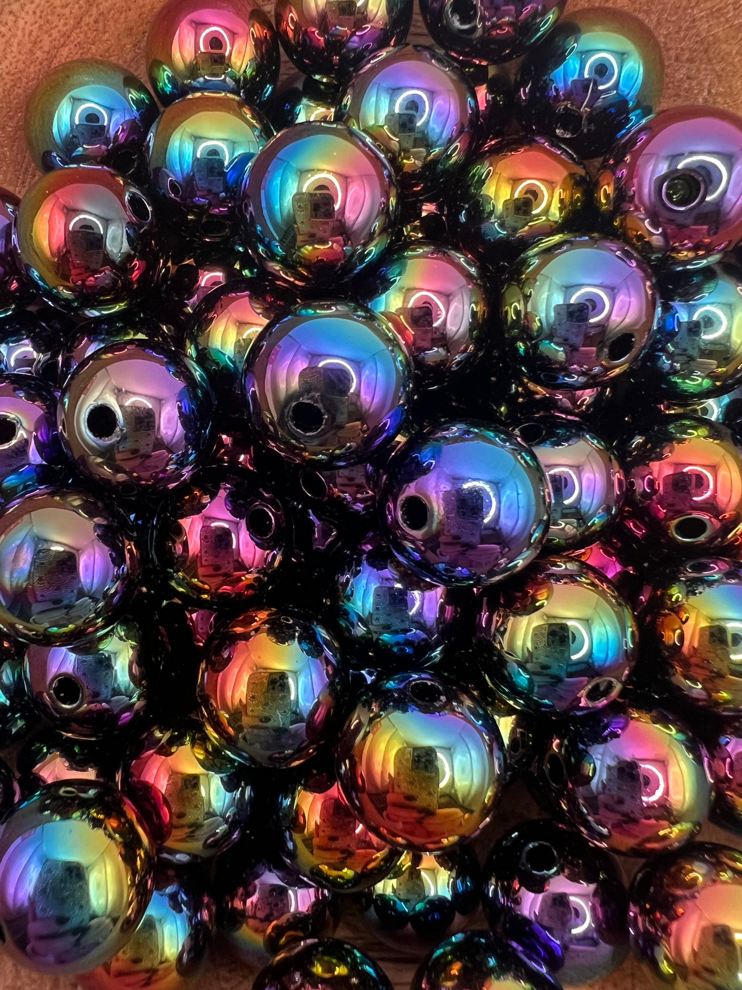 Black Rainbow Print Bead