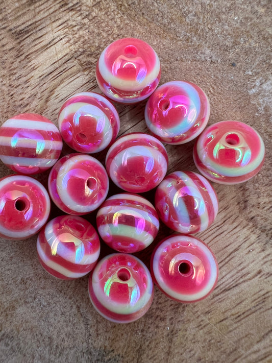 ￼Pink and White Stripe Bead