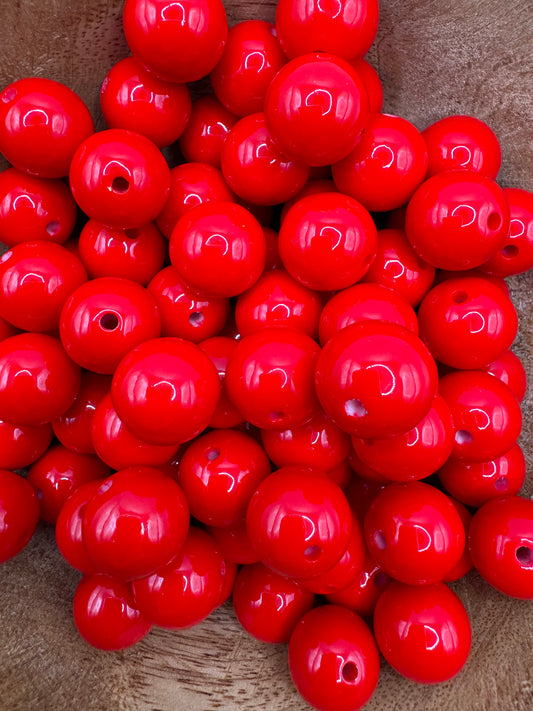 15mm Bright Red Acrylic Beads