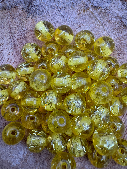 10mm Yellow Confetti Beads