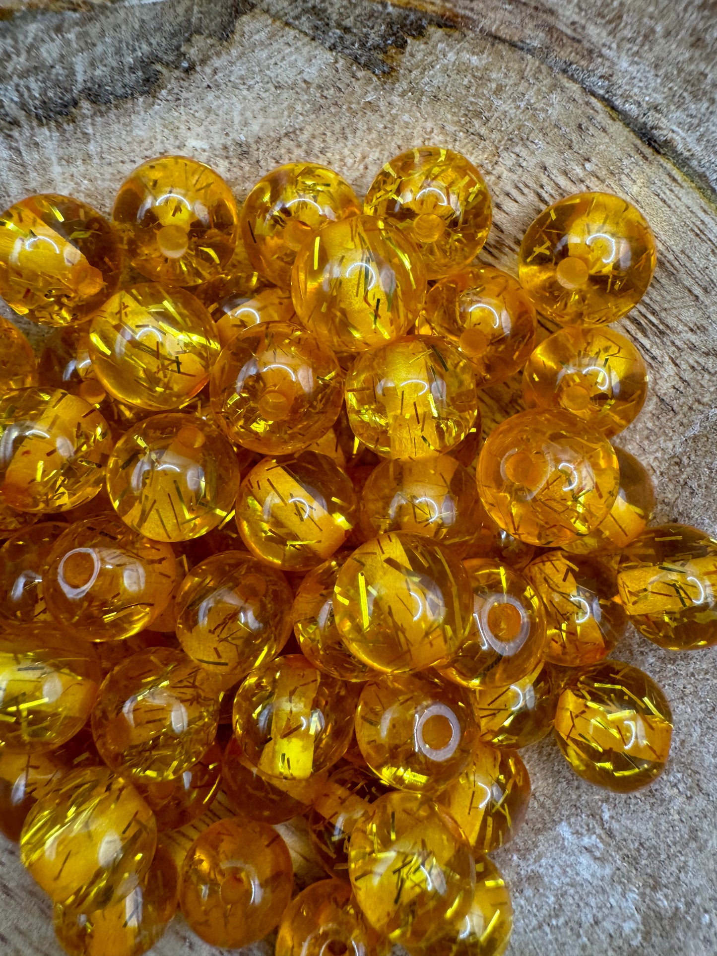 10mm Orange Confetti Beads