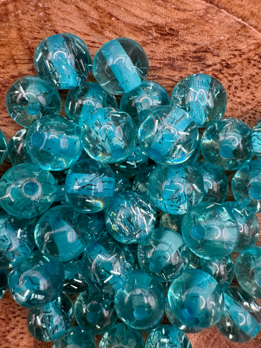 10mm Turquoise Confetti Beads
