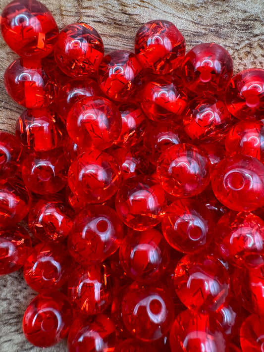 10mm Red Confetti Beads