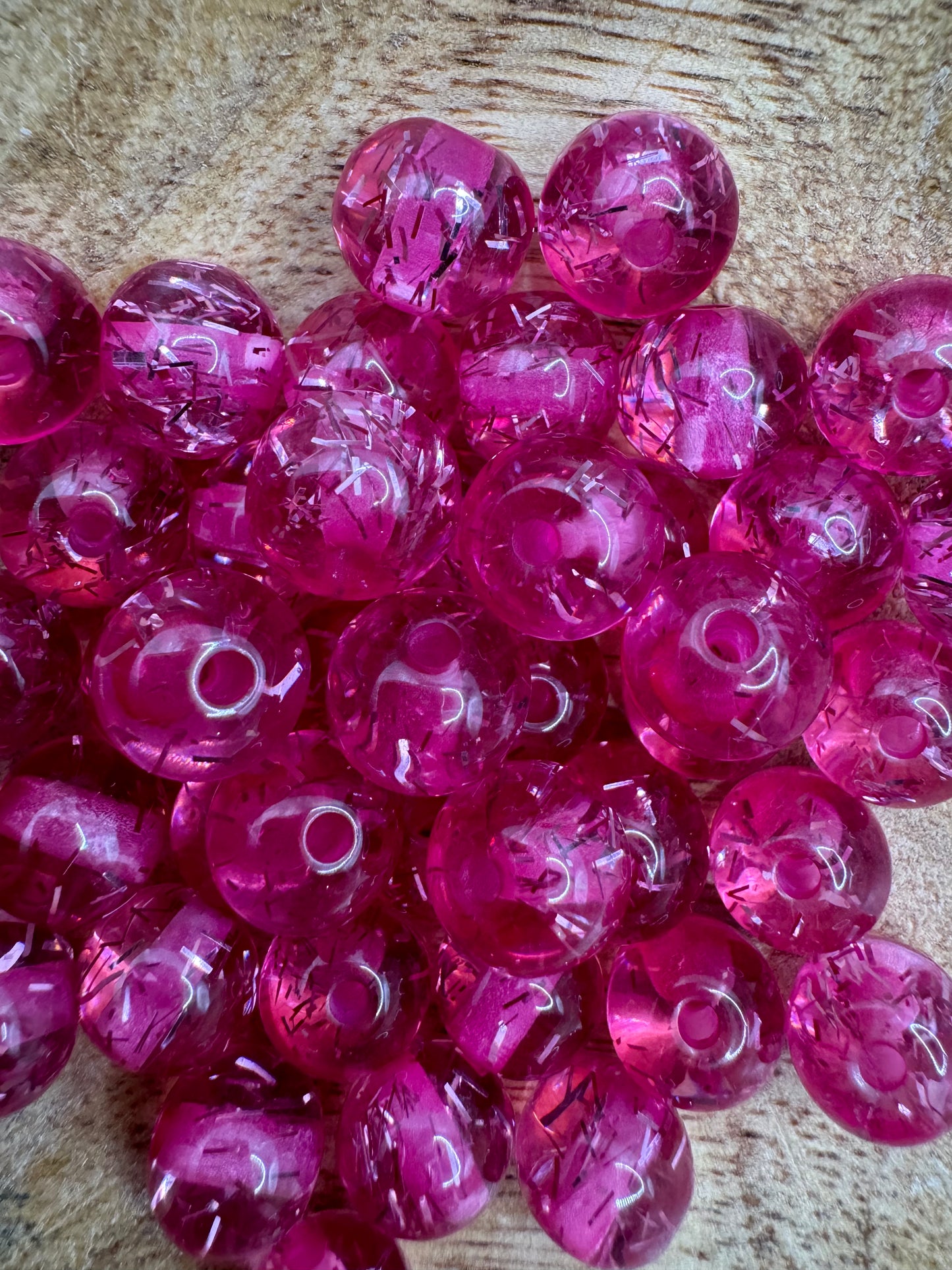 10mm Hot Pink Confetti Beads