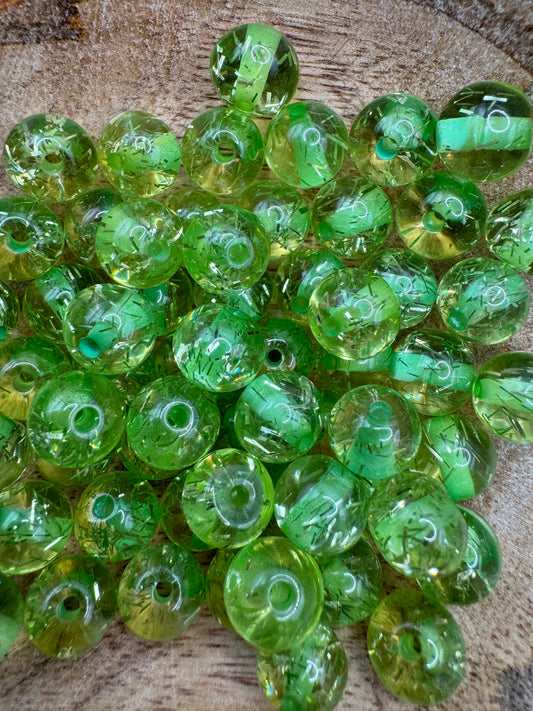 10mm Green Confetti Beads
