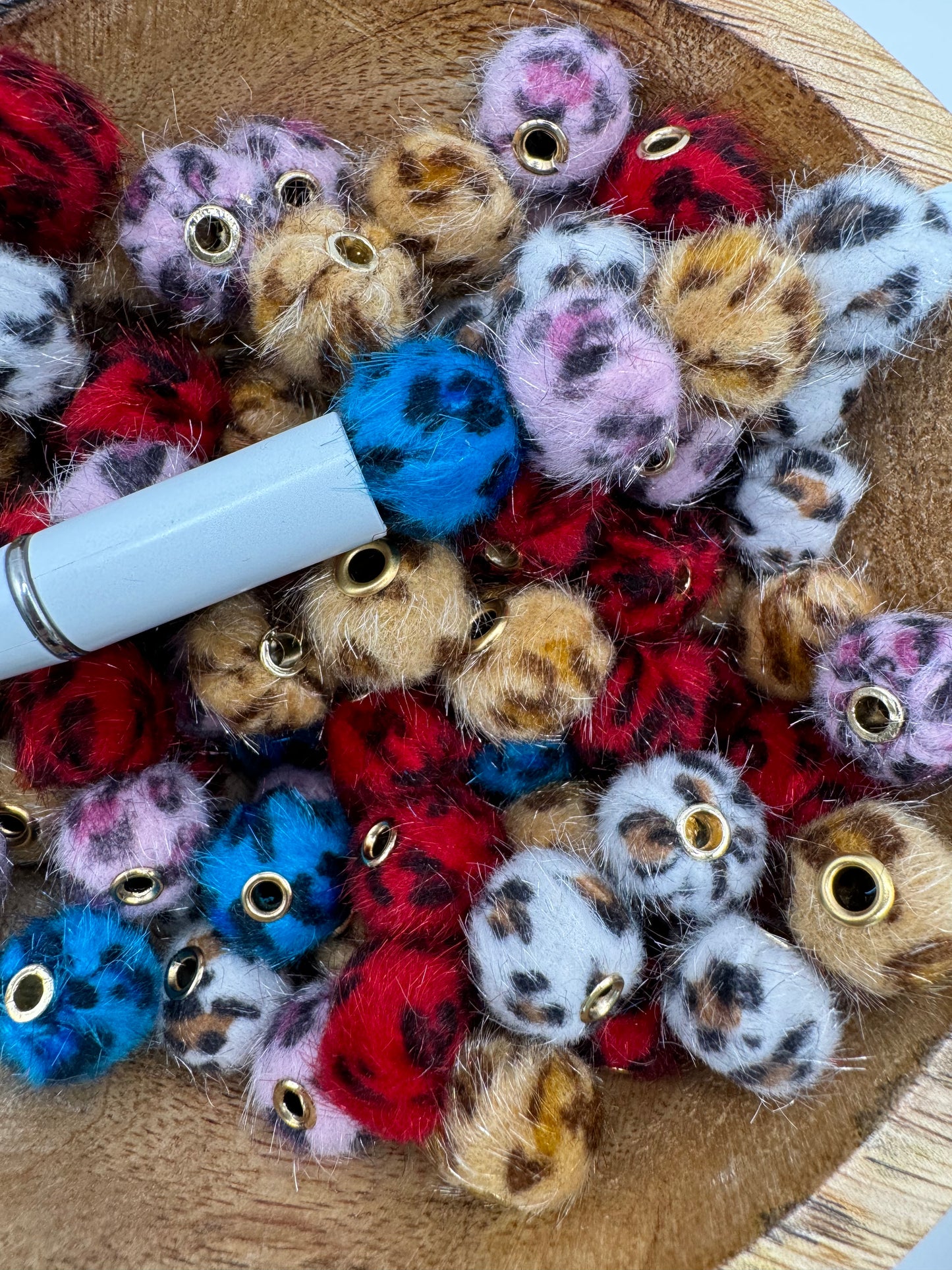 14mm Mix Leopard Fuzzy Beads