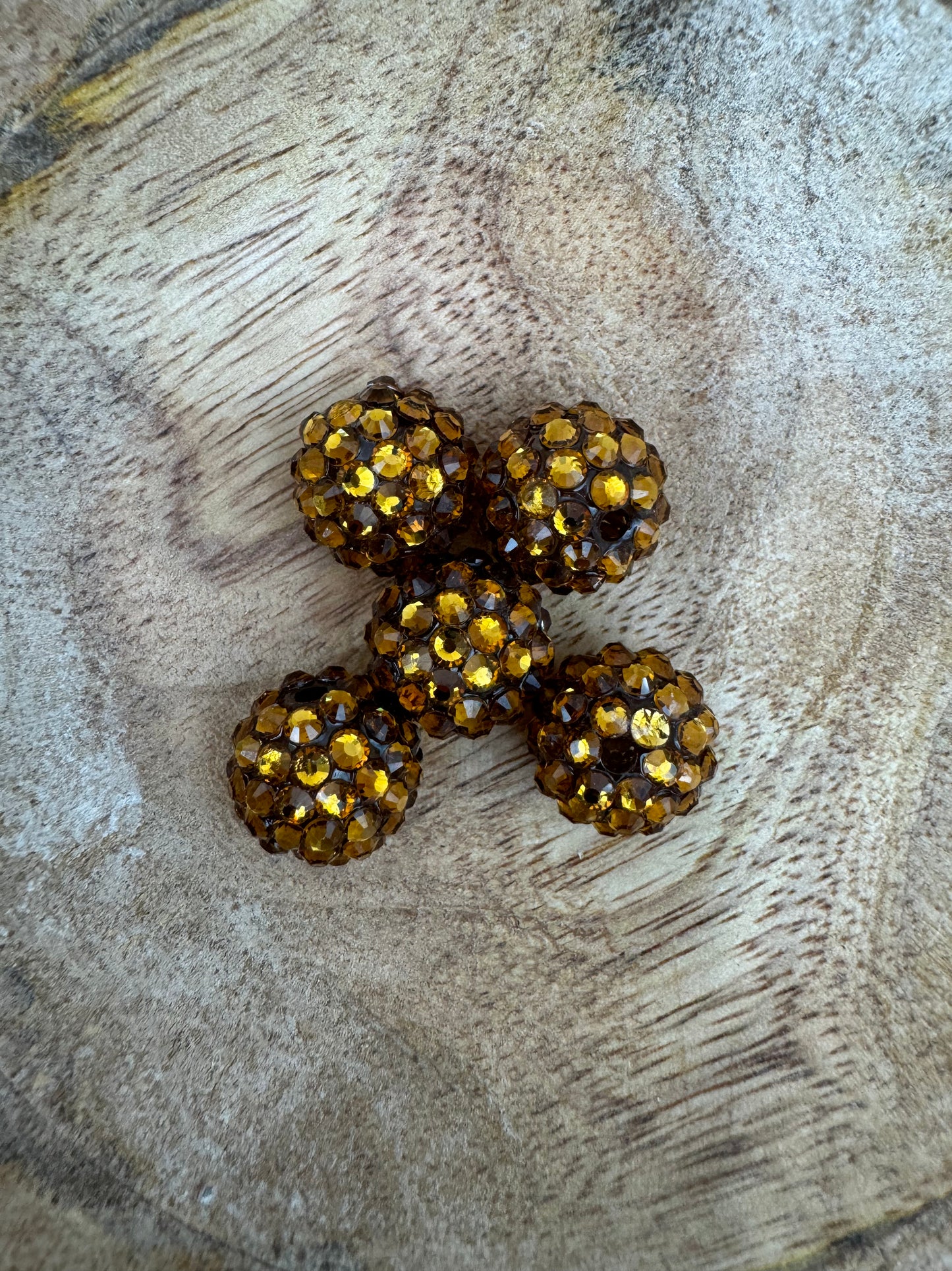 15mm Acrylic Gold Rhinestone Bead