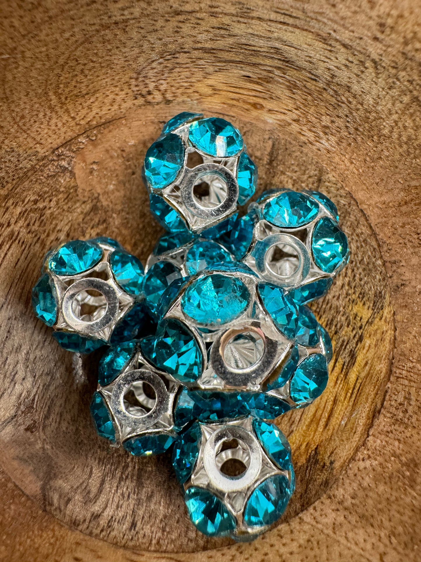 Teal Rhinestone Bead