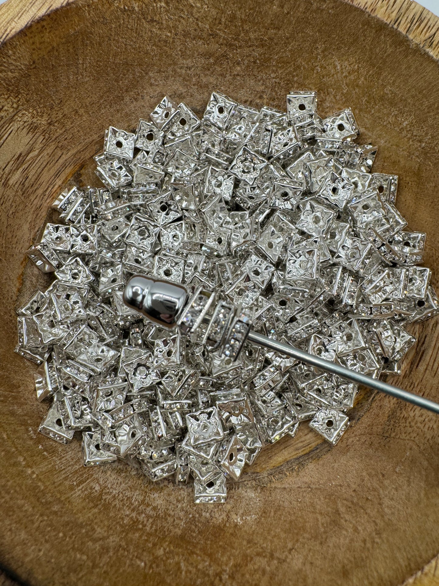 8mm Square Rhinestone Spacers