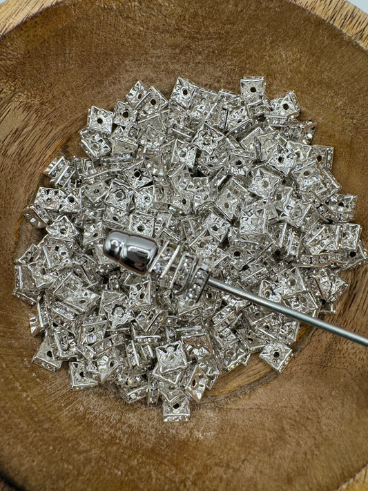 8mm Square Rhinestone Spacers