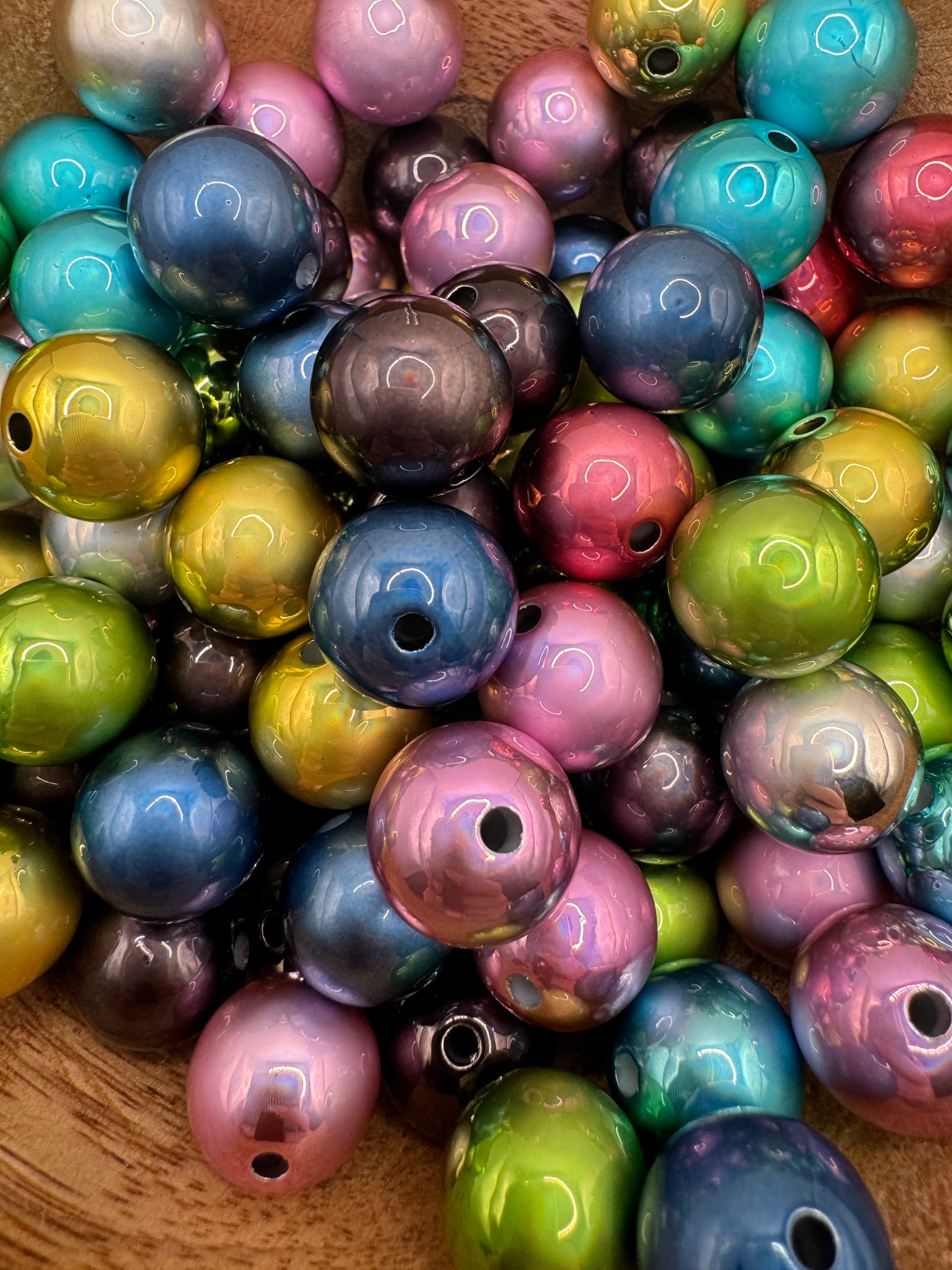 15mm Metallic Mix Beads