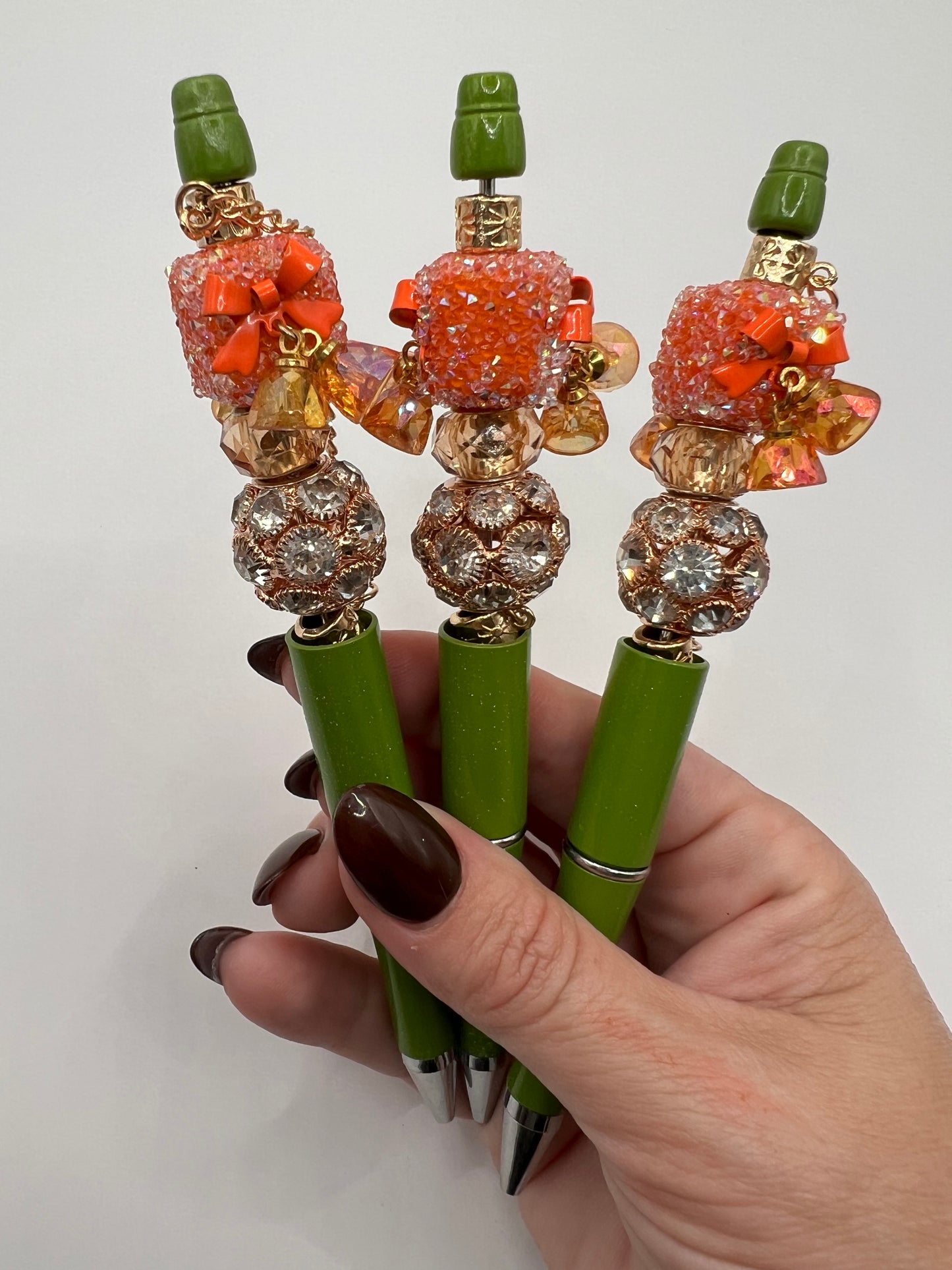 Green and Orange Rhinestone Pen