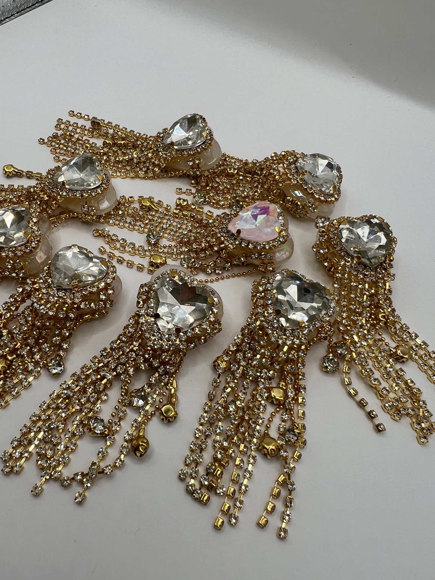 Rhinestone Heart with Gold Chain