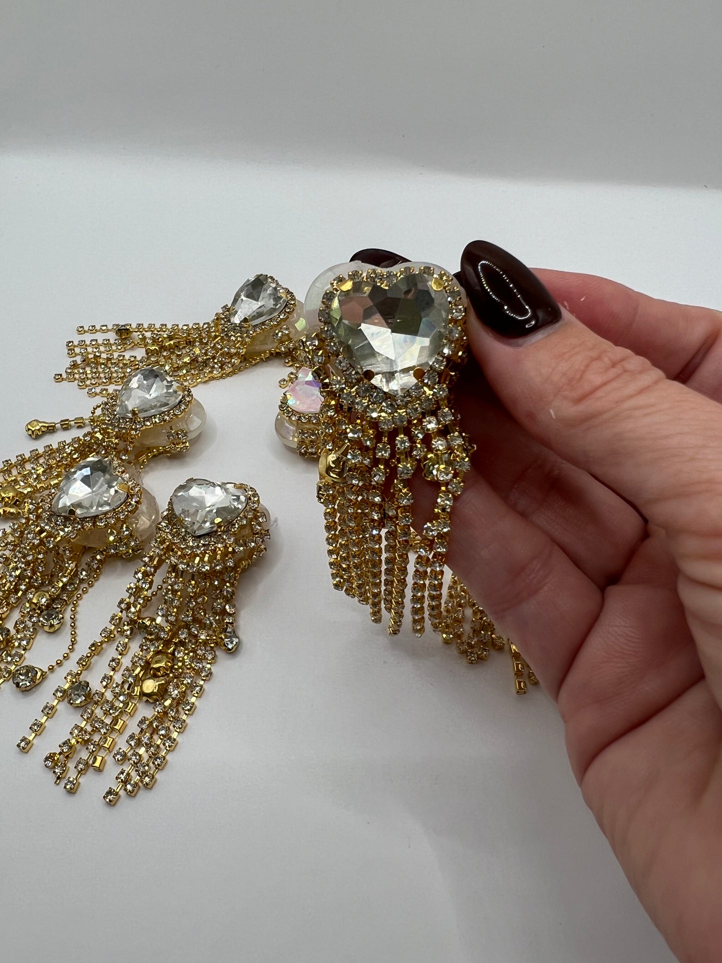 Rhinestone Heart with Gold Chain