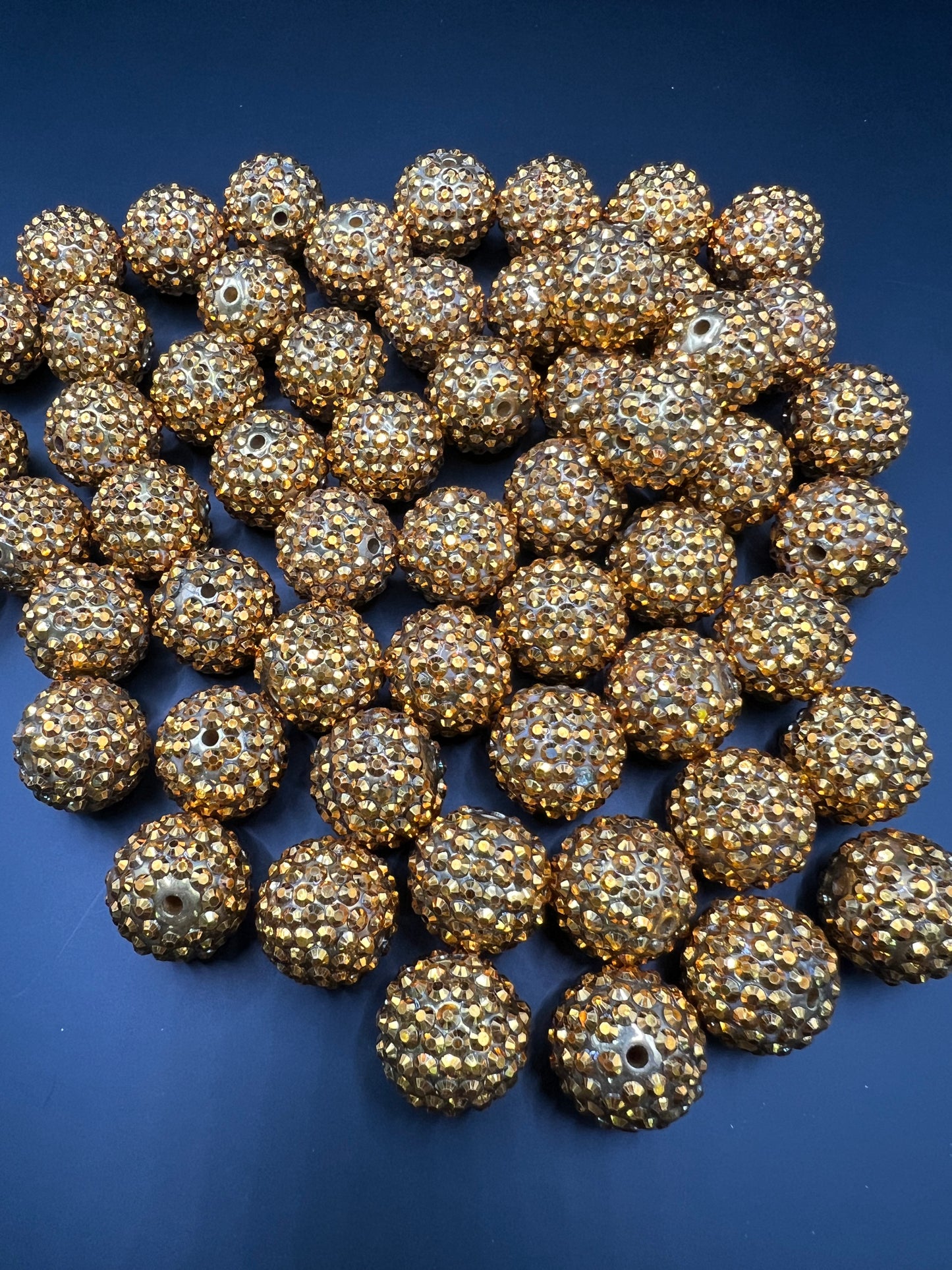 18mm Gold Rhinestone Beads
