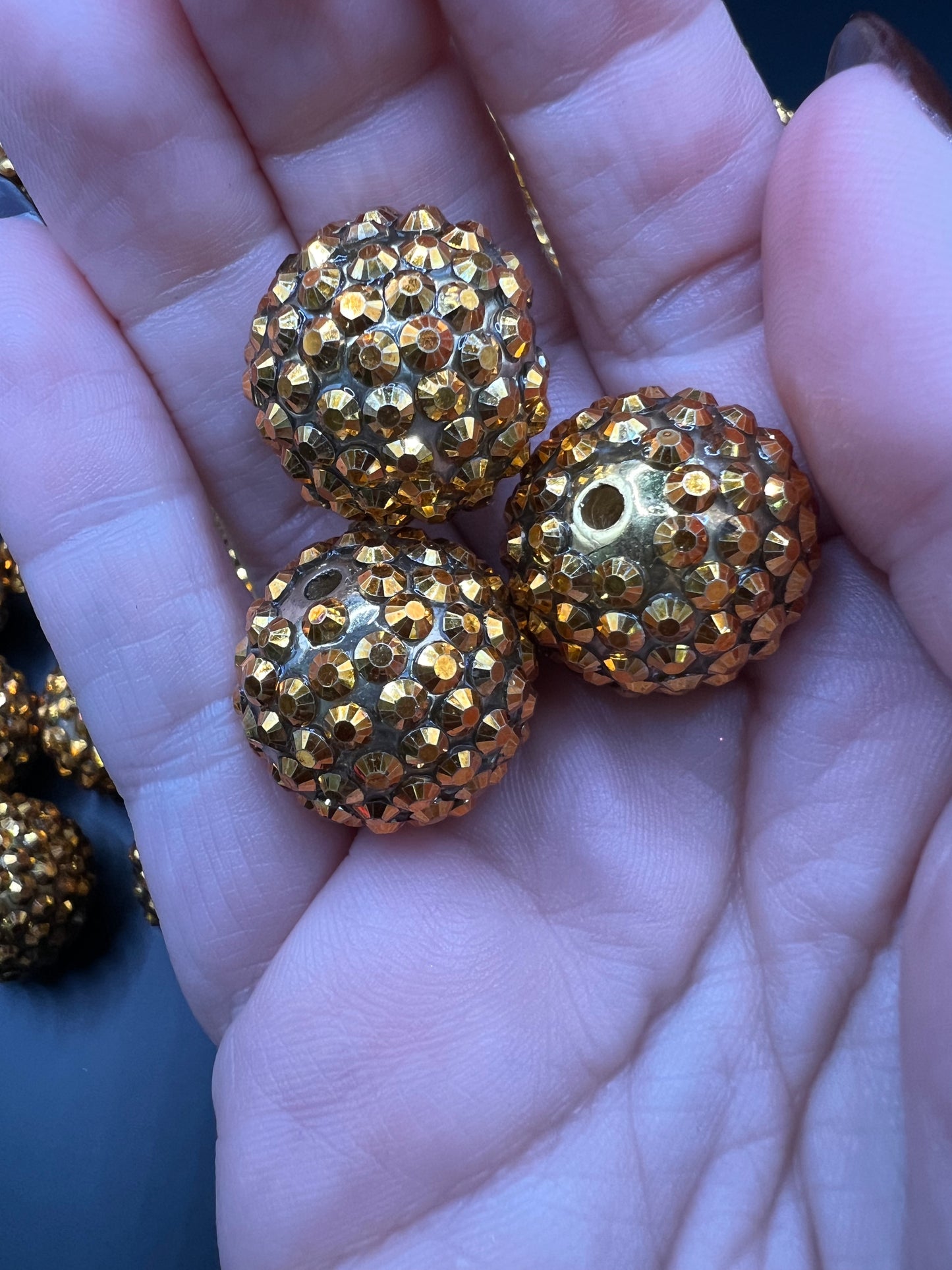 18mm Gold Rhinestone Beads