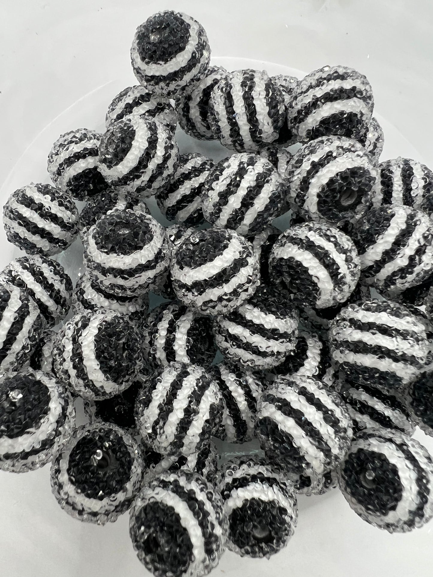 Black and White Stripe Beads