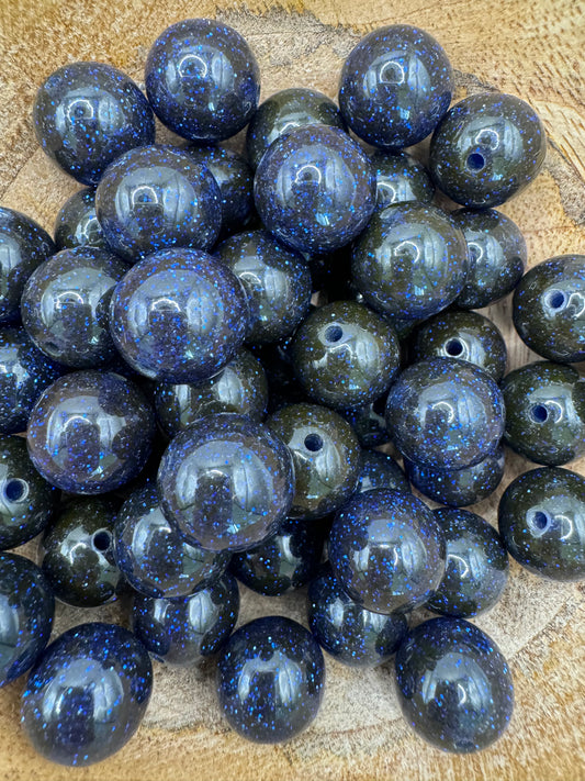 16MM Dark Blue Glitter Bead