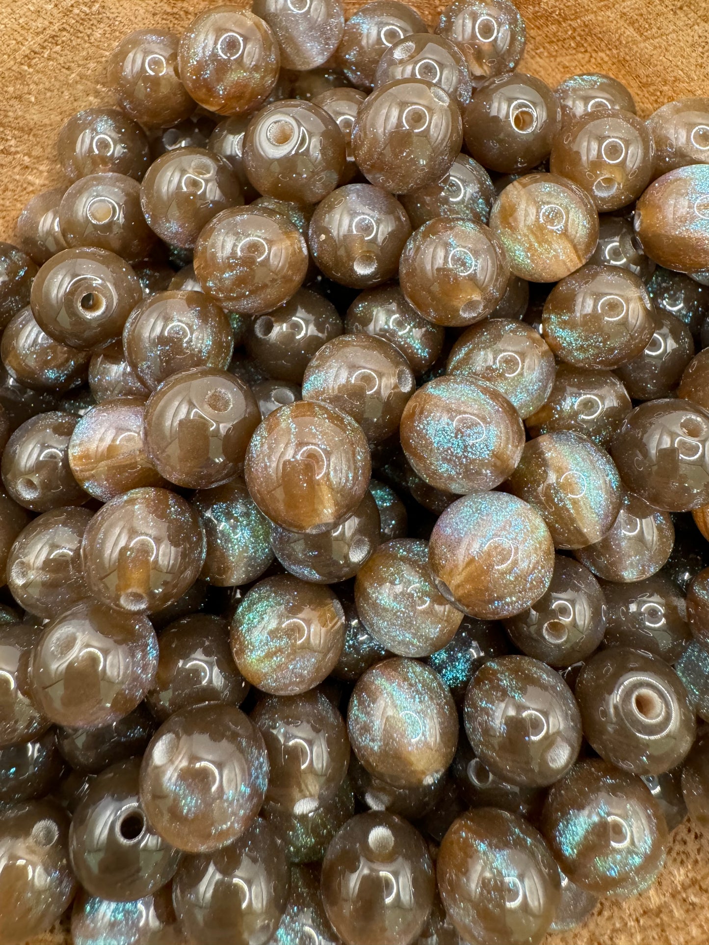 12MM Brown Glitter Bead