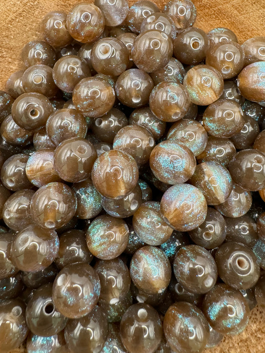 12MM Brown Glitter Bead