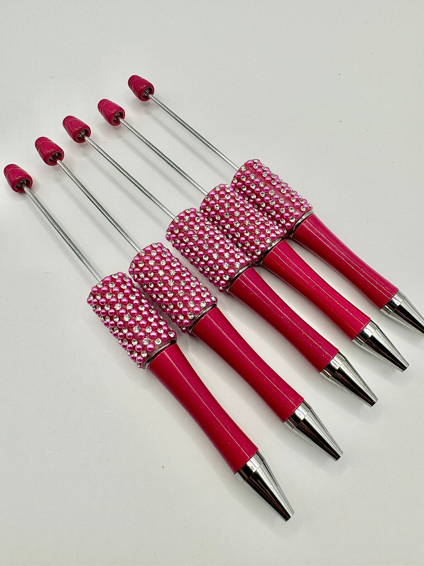 Pack of 5 Dark Pink DIY Pearl and Rhinestone Pens