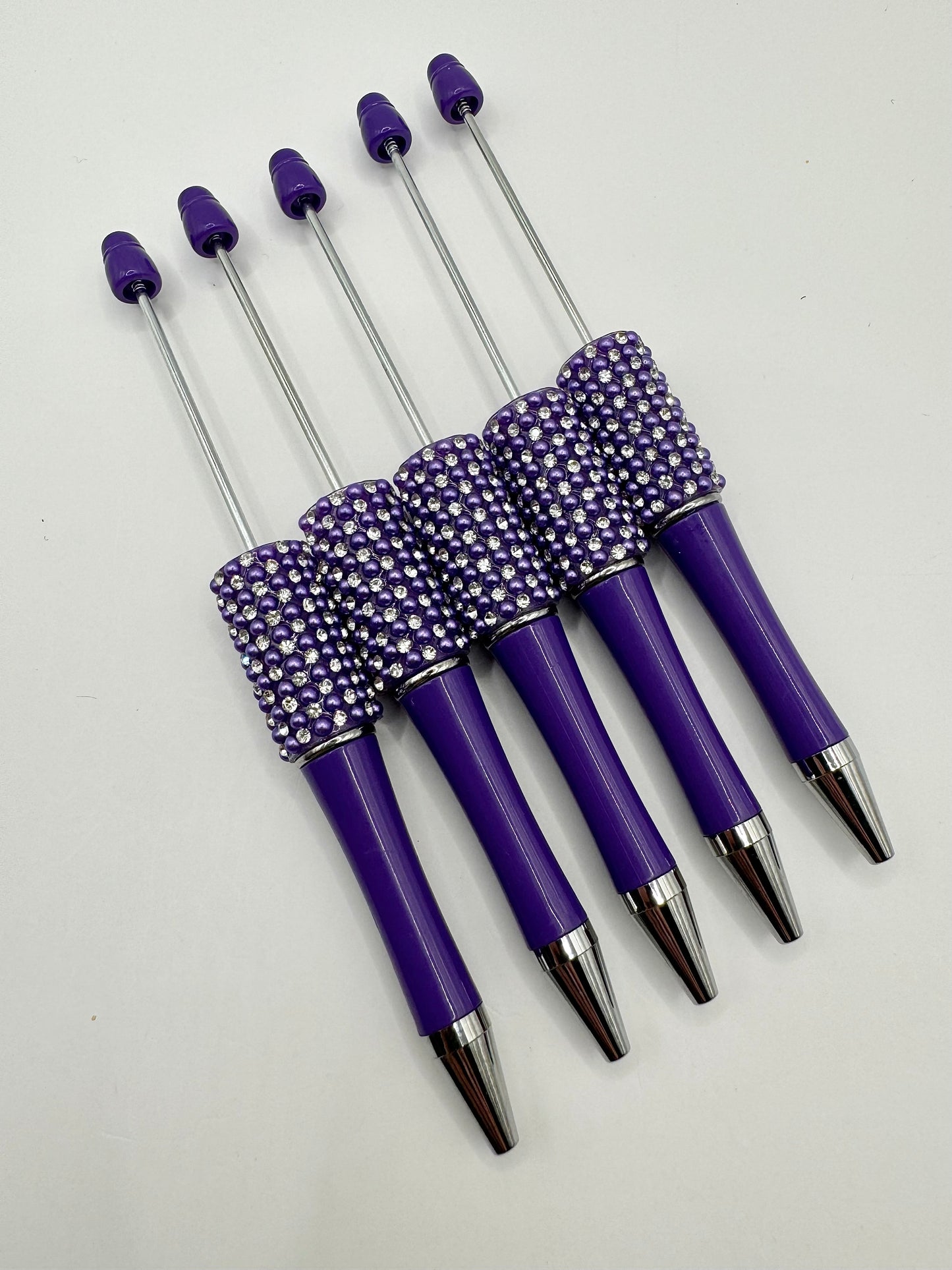 Pack of 5 Dark Purple DIY Pearl and Rhinestone Pens