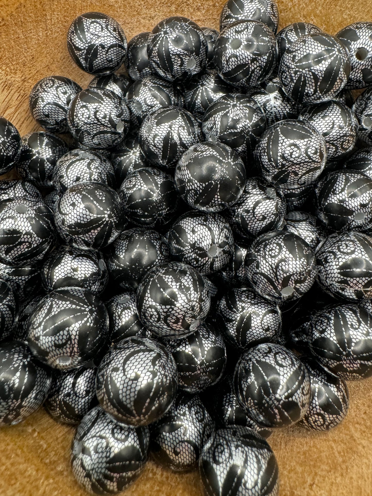 15MM Black Lace Bead