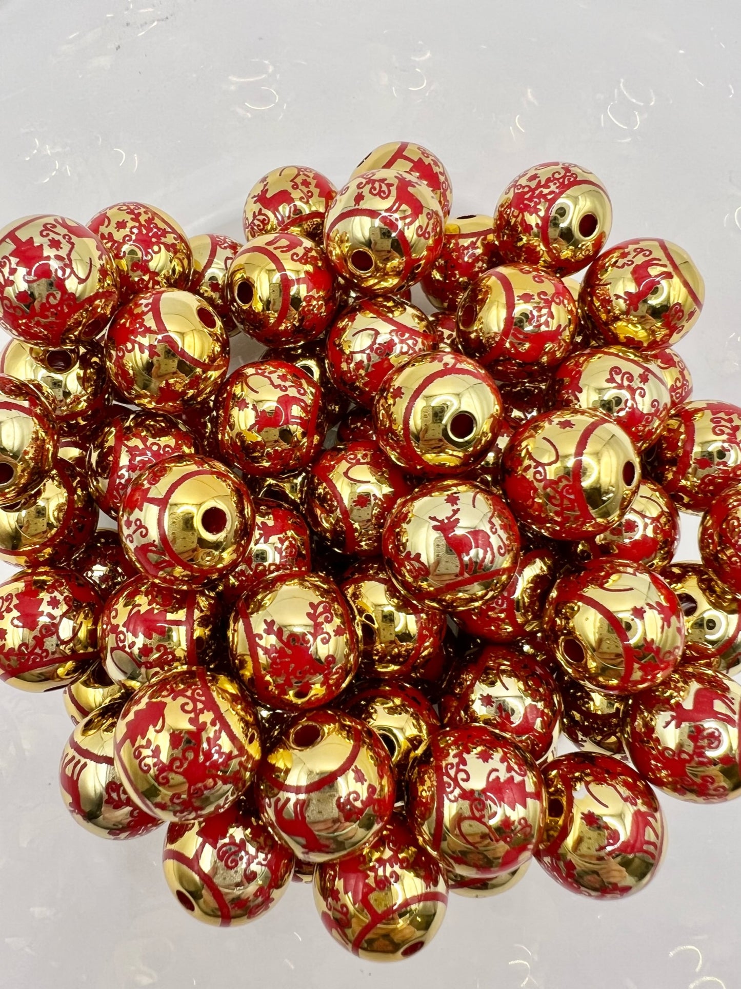 Gold and Red Christmas Bead