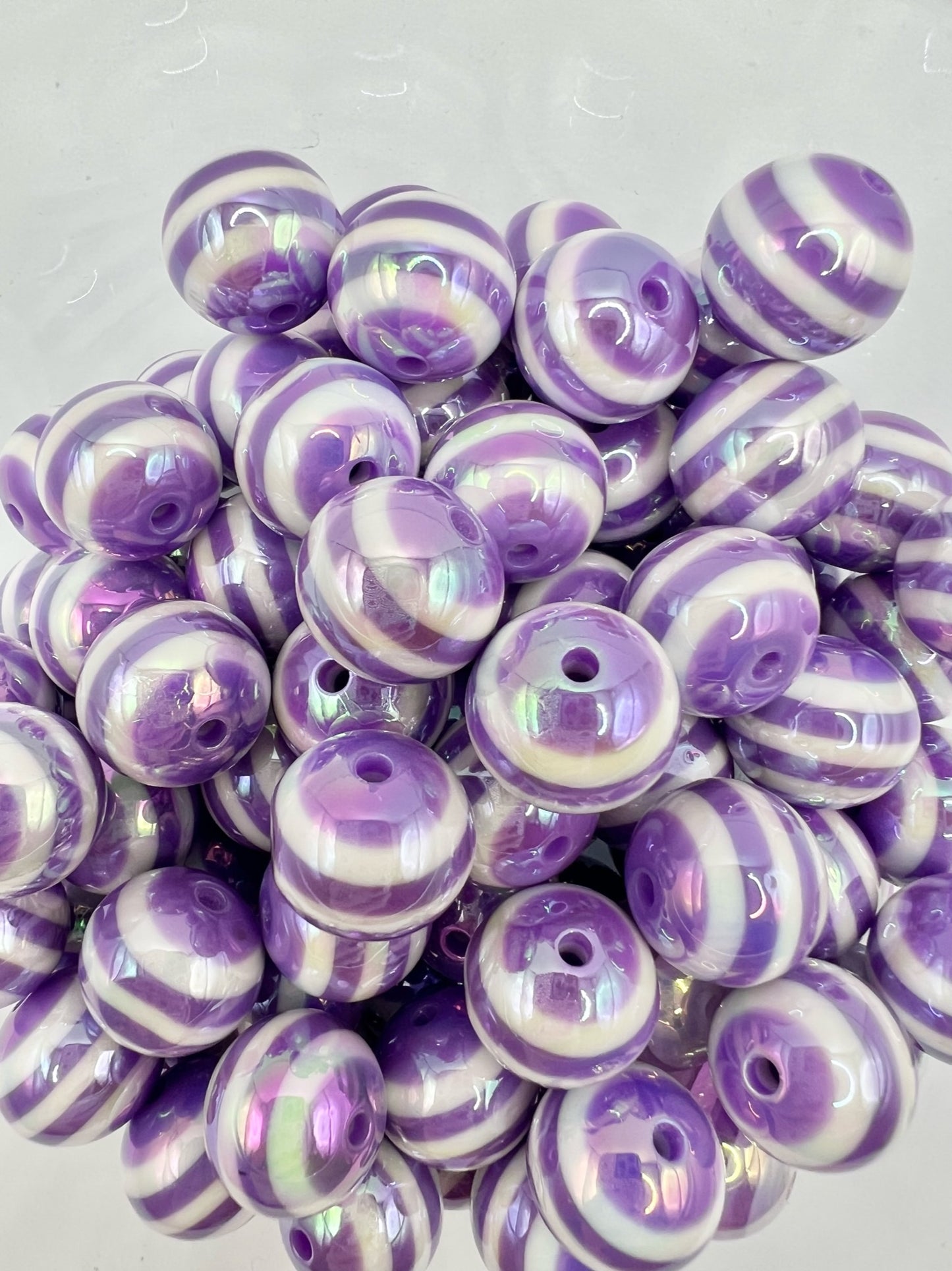 Purple and White Acrylic Bead