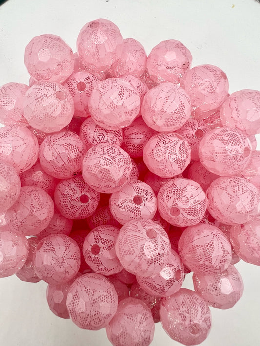 Pink Lace Acrylic Bead