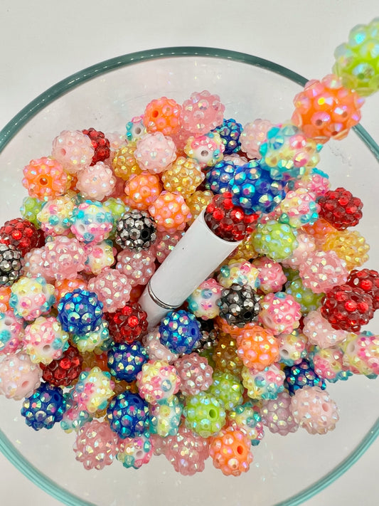 Mixed Bubblegum Rhinestone 10MM Beads