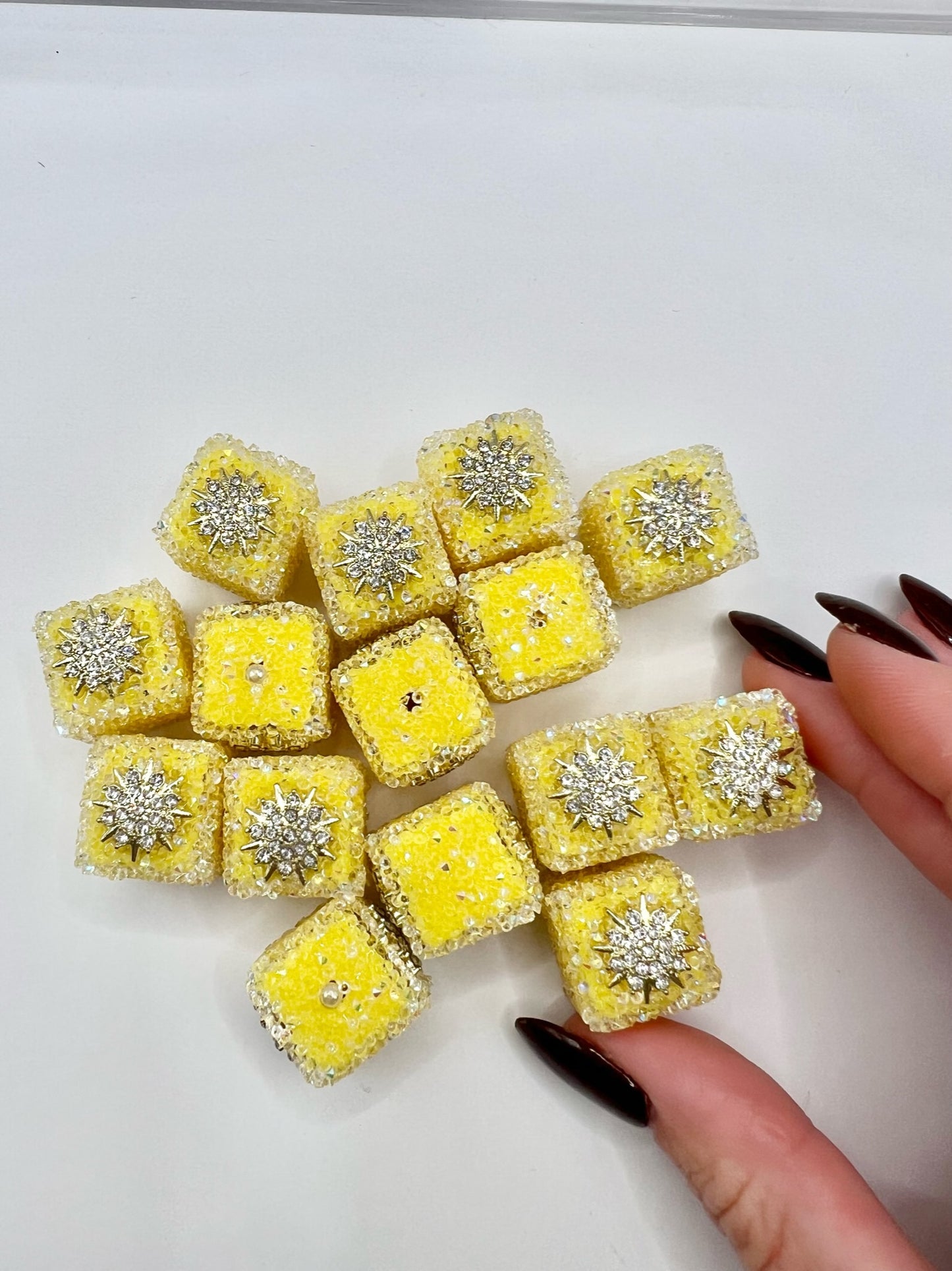 Yellow Snowflake Sugar Cube