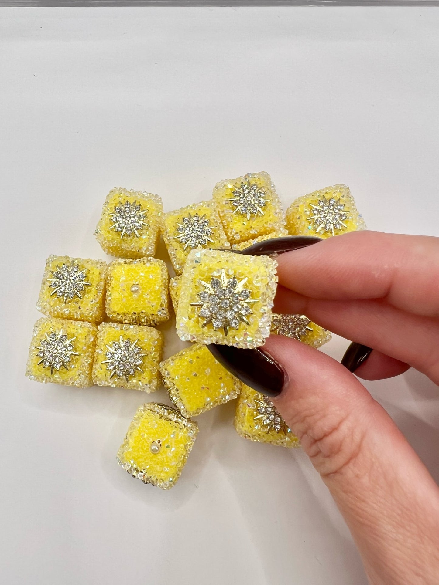 Yellow Snowflake Sugar Cube